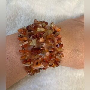 Natural Stones Amber Colored Wrap Around Coil‎ Bracelet